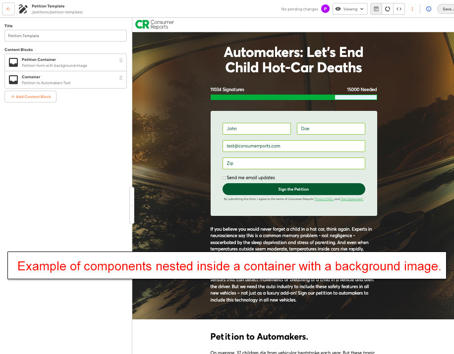 Example of a container with a background image Example of a container with a background image