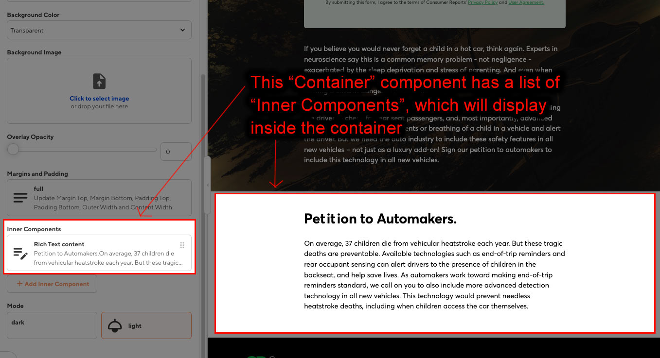 Editing individual content blocks