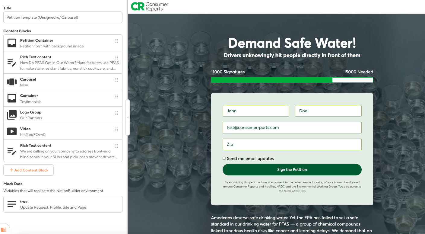 Editing a page by adding content blocks Editing a page by adding content blocks