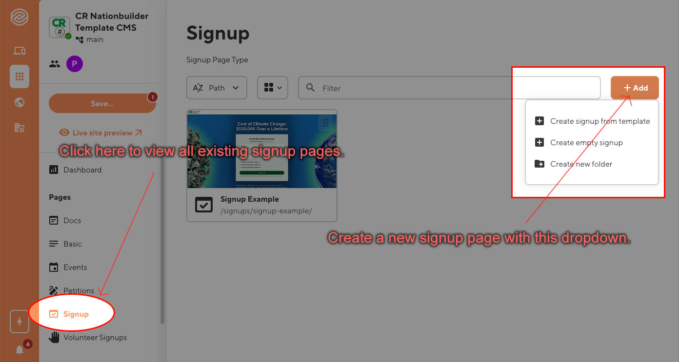 Signup Main Page Signup Main Page